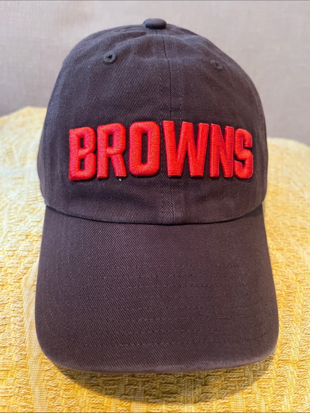 Brown Baseball Cap with Red Cleveland 'BROWNS' Embroidery